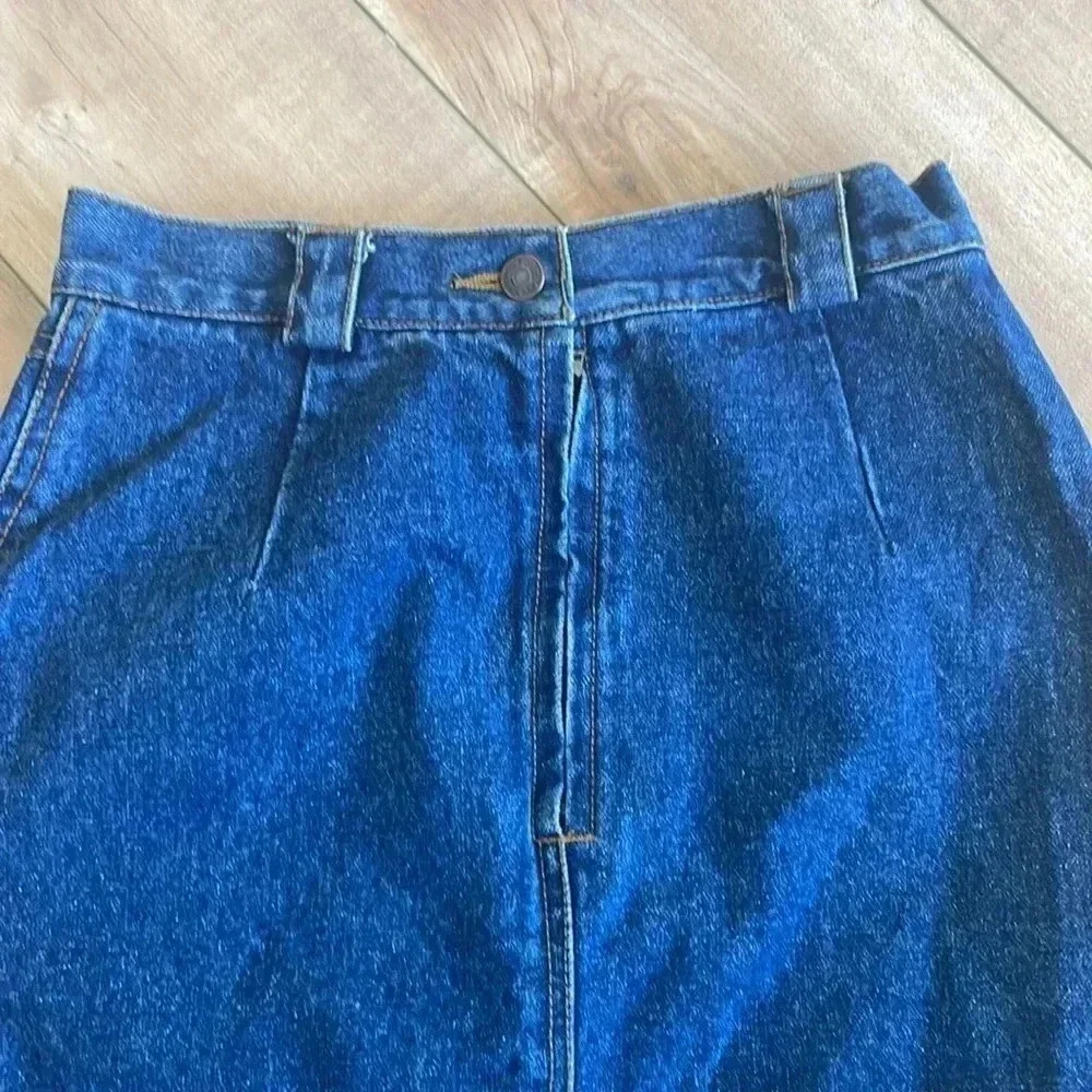 Vintage Y2K Jordache MIDI Denim Skirt Front Slit Sz 9/10 - Picture 2 of 7